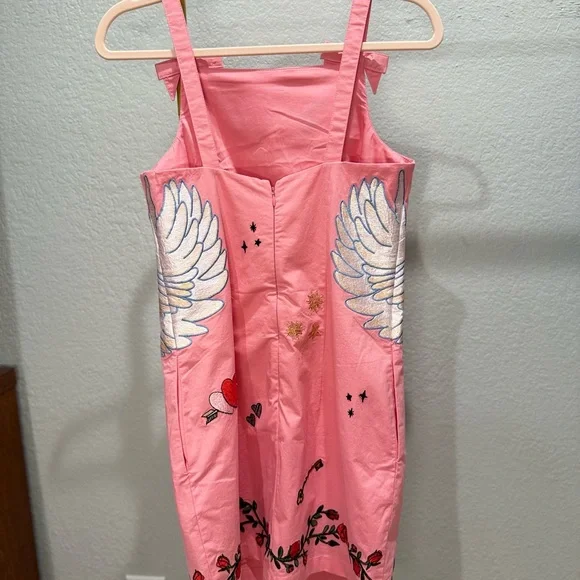 Anthropologie Maeve Pink Swan Embroidered Dress XS - Picture 4 of 10